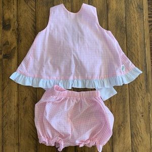 NWOT Pink gingham top and bottom set.